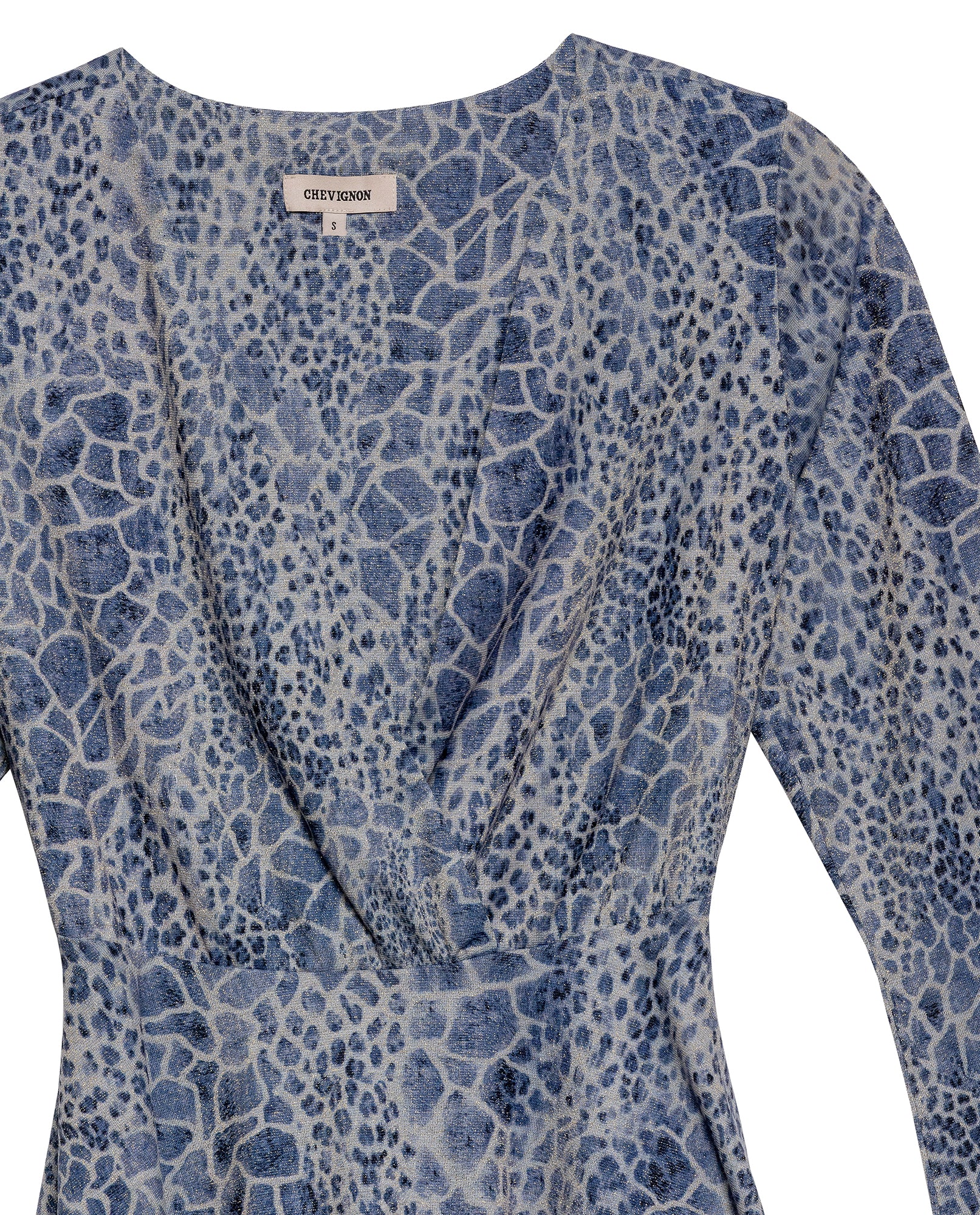 Women's Lurex Animal Print Bell Sleeve Short Dress in Polyester Blend - 7