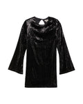 Women's Sequined Bell Sleeve Short Dress in Polyester Stretch Blend - 1