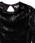 Women's Sequined Bell Sleeve Short Dress in Polyester Stretch Blend - 7