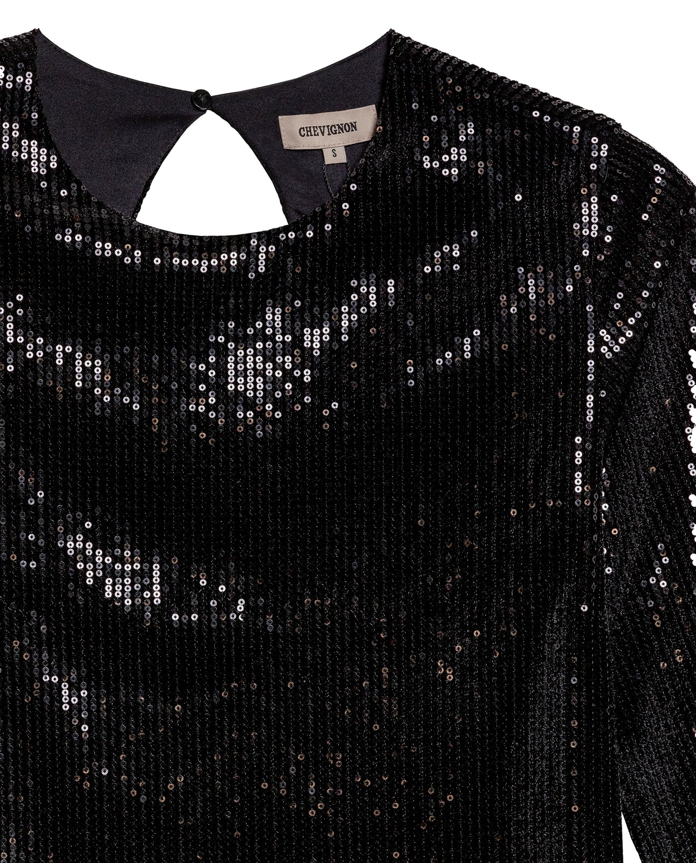 Women's Sequined Bell Sleeve Short Dress in Polyester Stretch Blend - 7
