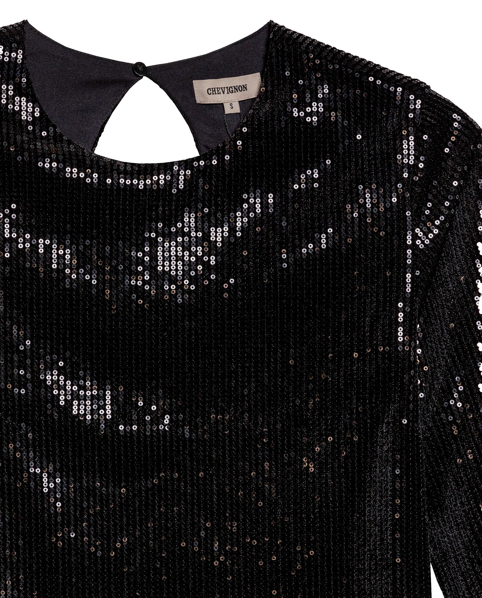 Women's Sequined Bell Sleeve Short Dress in Polyester Stretch Blend - 7