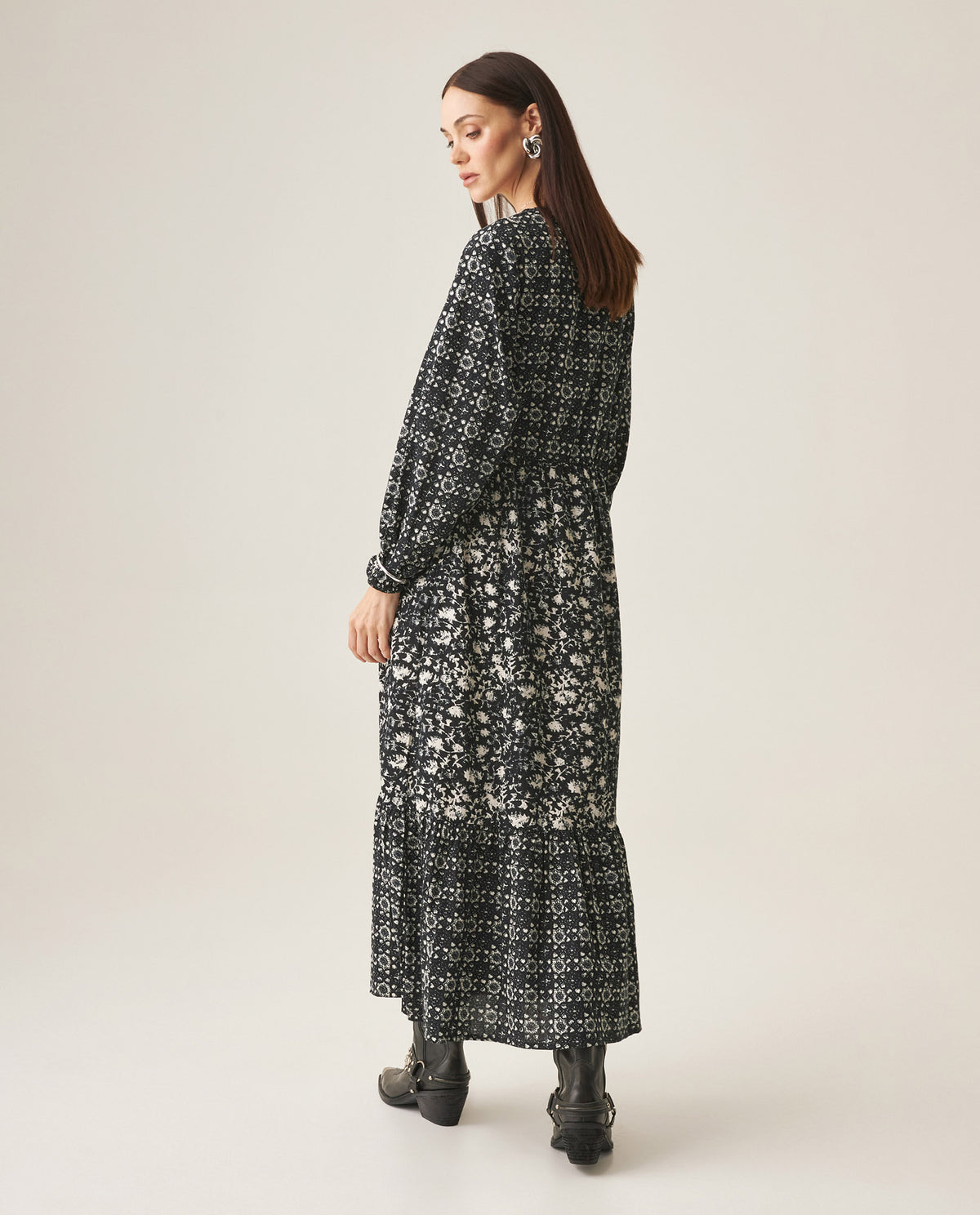 Women´s Long Printed Dress - Black 63_779H001_NEG194004_5