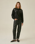 Womens Sweatshirt Closed Semi-Wide Cotton Blend Tone-on-Tone Floral Embroidery - Black 63_781H001_NEG194004_4
