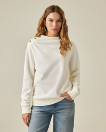 Womens Sweatshirt Closed Crewneck Cotton Blend Dual Jersey-Piqué Texture - Raw 63_781H002_CRU120000_0