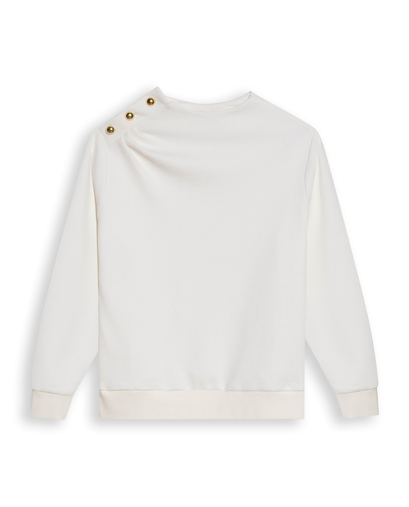 Womens Sweatshirt Closed Crewneck Cotton Blend Dual Jersey-Piqué Texture - Raw 63_781H002_CRU120000_3