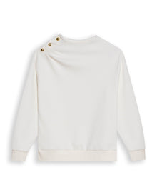 Womens Sweatshirt Closed Crewneck Cotton Blend Dual Jersey-Piqué Texture - Raw 63_781H002_CRU120000_3