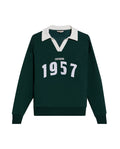 Womens Sweatshirt Polo Style Cotton Blend Embroidery - Dark Green 63_781H003_VER195406_3