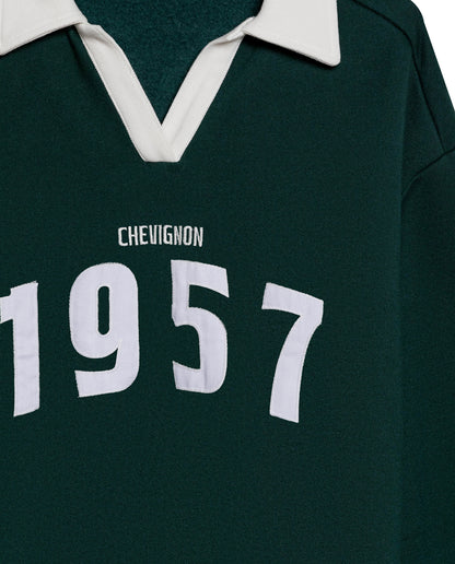 Womens Sweatshirt Polo Style Cotton Blend Embroidery - Dark Green 63_781H003_VER195406_8