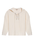 Womens Sweatshirt Closed Wide Silhouette Cotton Blend Waffle Texture - Raw 63_781H004_CRU114302_3