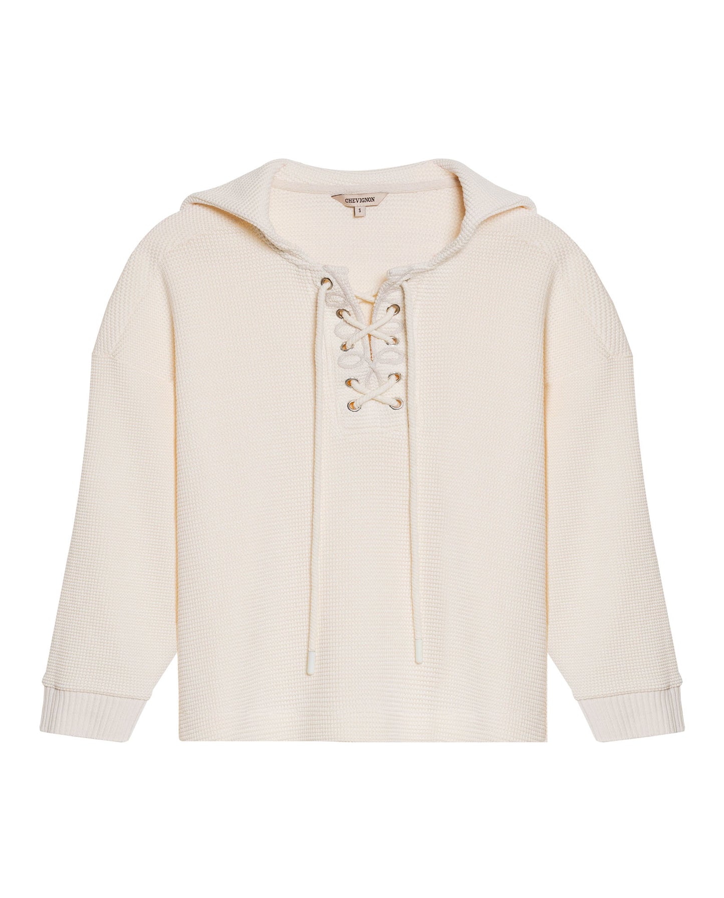 Womens Sweatshirt Closed Wide Silhouette Cotton Blend Waffle Texture - Raw 63_781H004_CRU114302_3