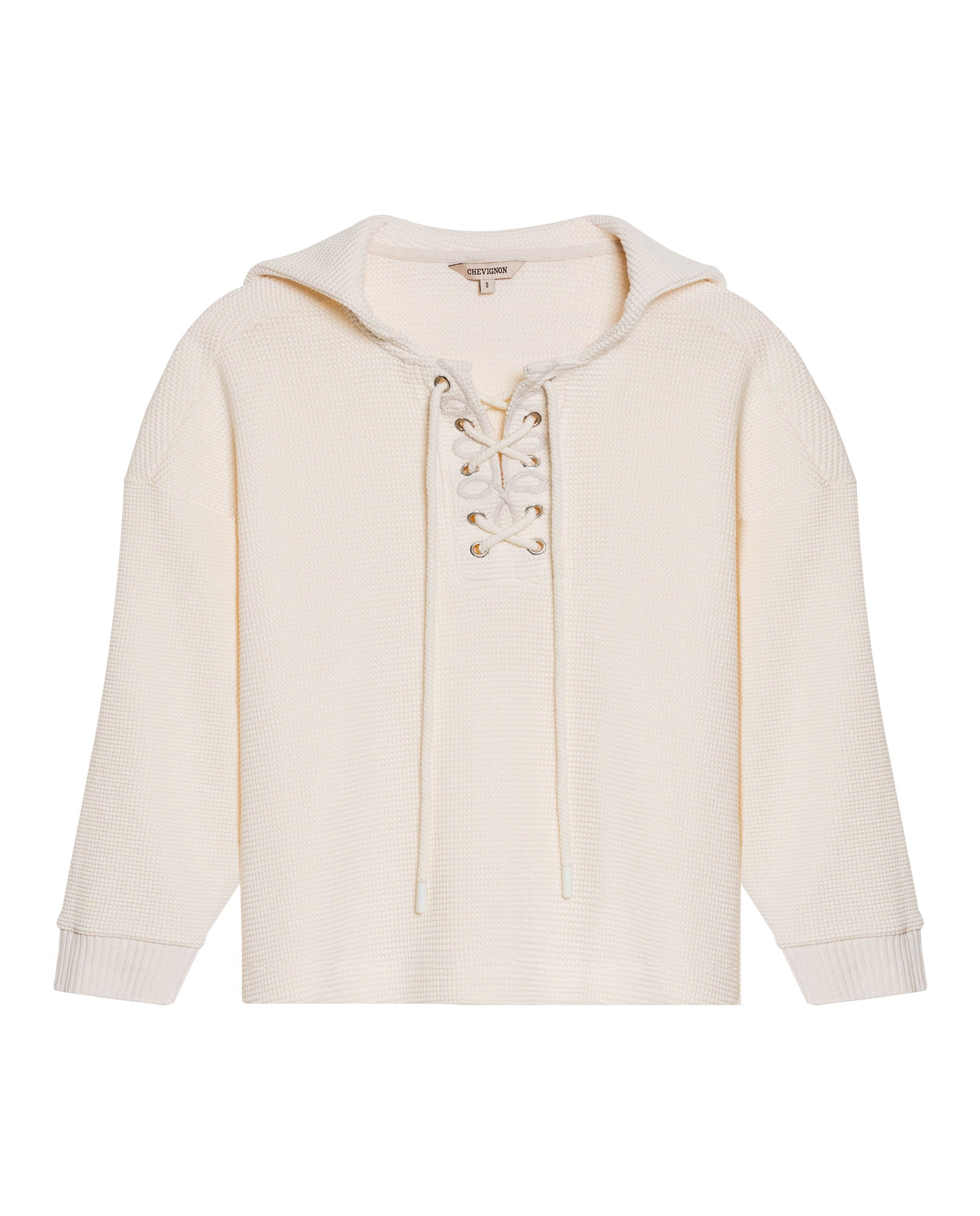 Womens Sweatshirt Closed Wide Silhouette Cotton Blend Waffle Texture - Raw 63_781H004_CRU114302_3