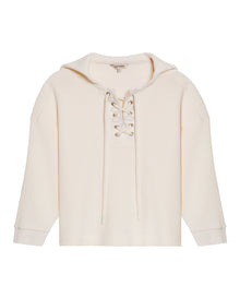 Womens Sweatshirt Closed Wide Silhouette Cotton Blend Waffle Texture - Raw 63_781H004_CRU114302_3