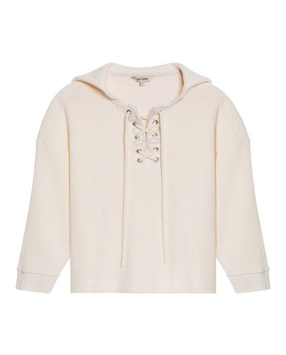 Womens Sweatshirt Closed Wide Silhouette Cotton Blend Waffle Texture - Raw 63_781H004_CRU114302_3