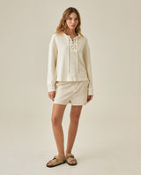 Womens Sweatshirt Closed Wide Silhouette Cotton Blend Waffle Texture - Raw 63_781H004_CRU114302_4