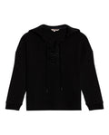 Womens Sweatshirt Closed Wide Silhouette Cotton Blend Waffle Texture - Black 63_781H004_NEG194004_3
