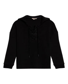 Womens Sweatshirt Closed Wide Silhouette Cotton Blend Waffle Texture - Black 63_781H004_NEG194004_3