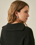 Womens Sweatshirt Closed Wide Silhouette Cotton Blend Waffle Texture - Black 63_781H004_NEG194004_7