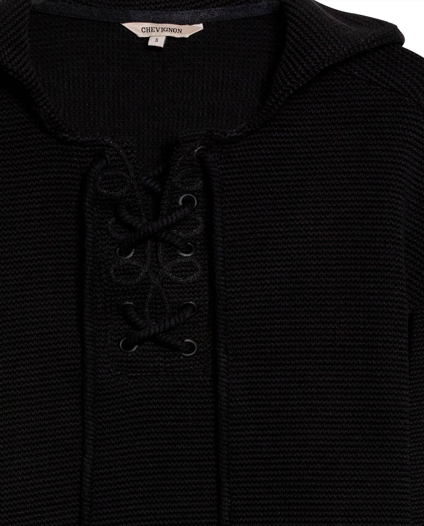 Womens Sweatshirt Closed Wide Silhouette Cotton Blend Waffle Texture - Black 63_781H004_NEG194004_8