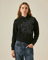Womens Sweatshirt Hoodie Style Loose Fit Cotton Blend Animal Print Flock - Black 63_781H005_NEG194004_0