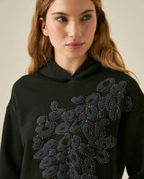 Womens Sweatshirt Hoodie Style Loose Fit Cotton Blend Animal Print Flock - Black 63_781H005_NEG194004_5