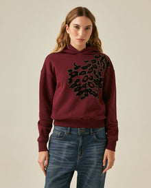 Womens Sweatshirt Hoodie Style Loose Fit Cotton Blend Animal Print Flock - Red 63_781H005_ROJ191522_0