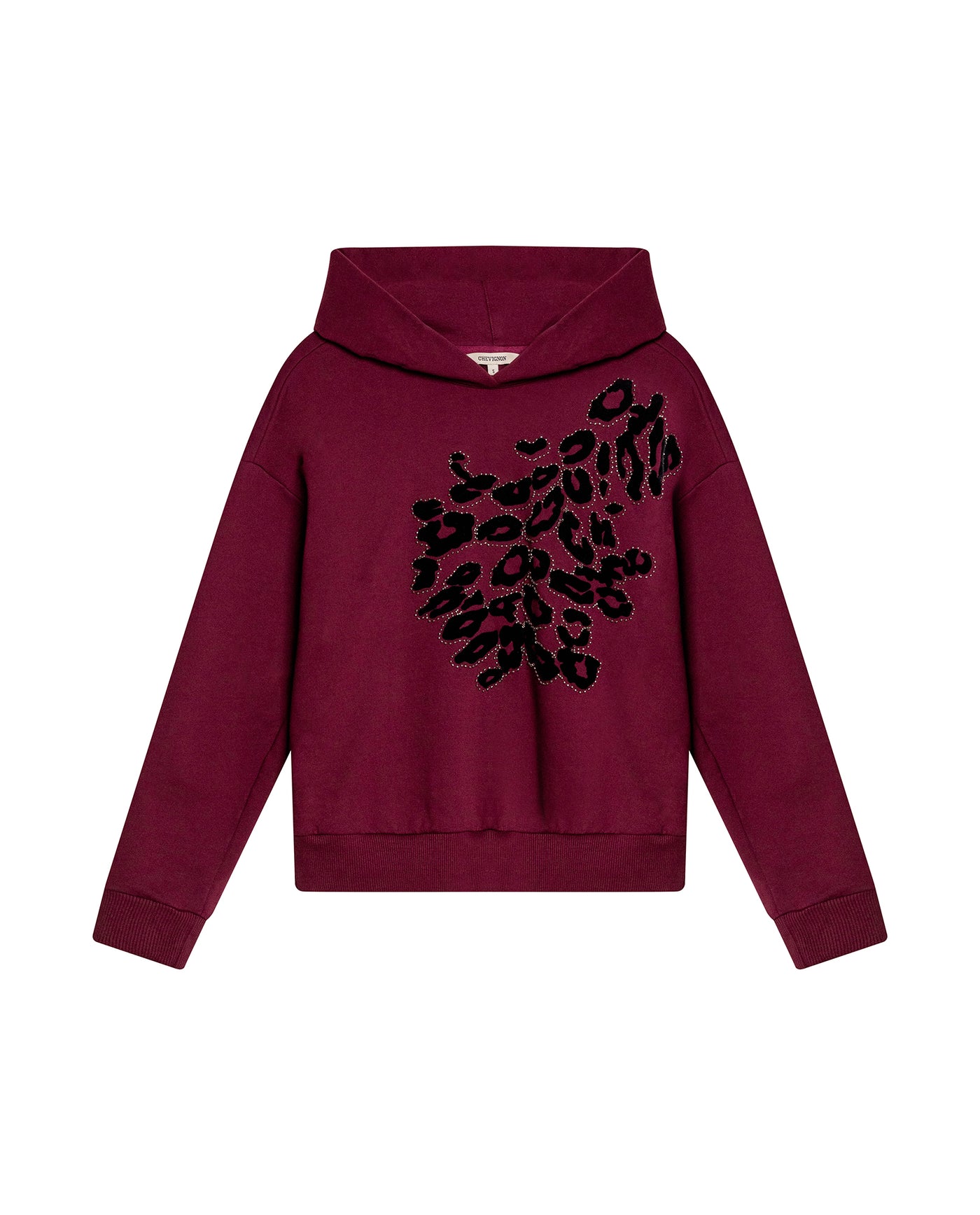 Womens Sweatshirt Hoodie Style Loose Fit Cotton Blend Animal Print Flock - Red 63_781H005_ROJ191522_3