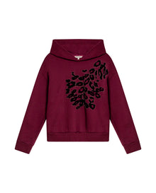 Womens Sweatshirt Hoodie Style Loose Fit Cotton Blend Animal Print Flock - Red 63_781H005_ROJ191522_3