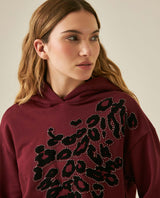 Womens Sweatshirt Hoodie Style Loose Fit Cotton Blend Animal Print Flock - Red 63_781H005_ROJ191522_5