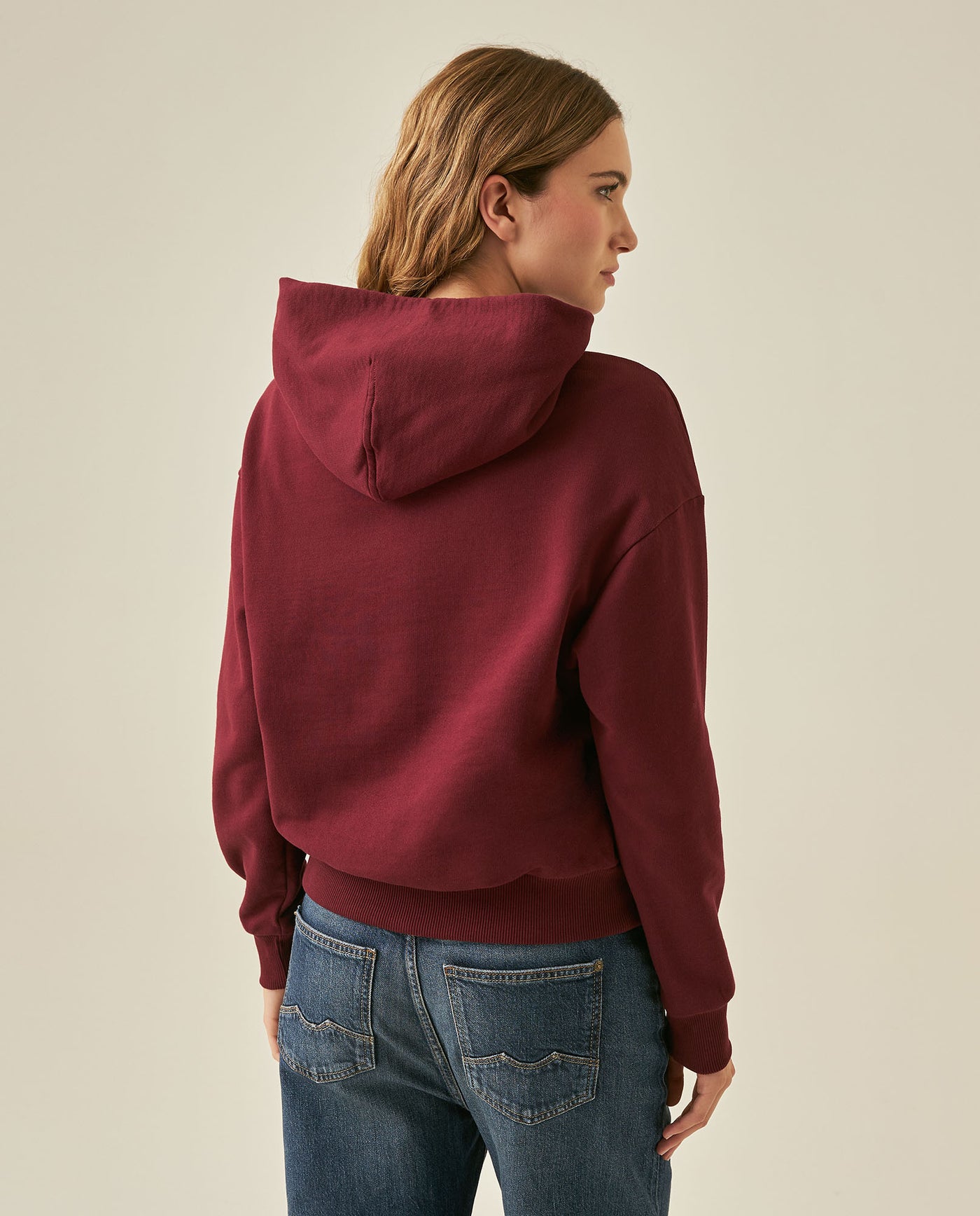 Womens Sweatshirt Hoodie Style Loose Fit Cotton Blend Animal Print Flock - Red 63_781H005_ROJ191522_6