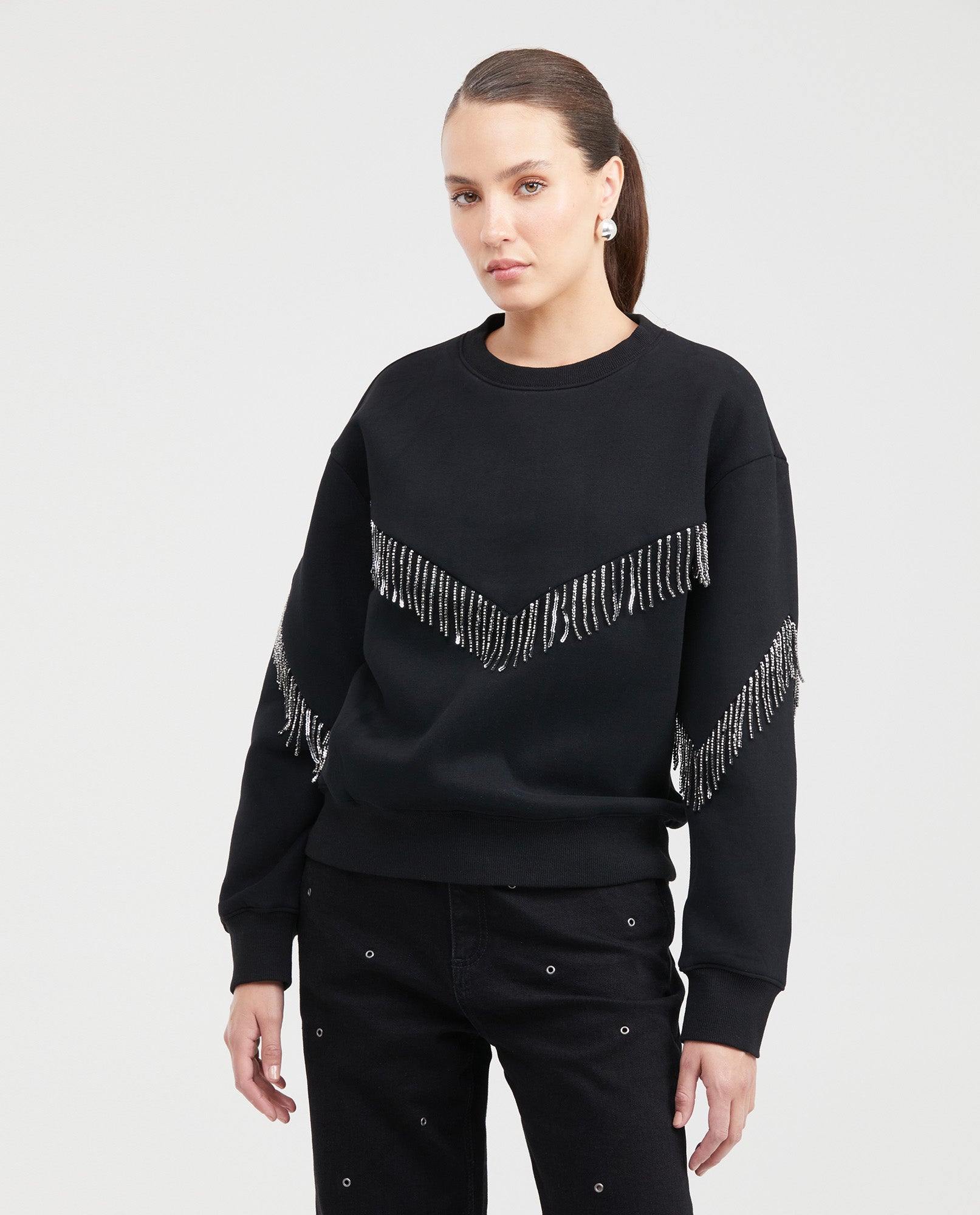 Women´s Cotton-Blend Rhinestone Sweatshirt - Black 63_784G100_NEG194007_0