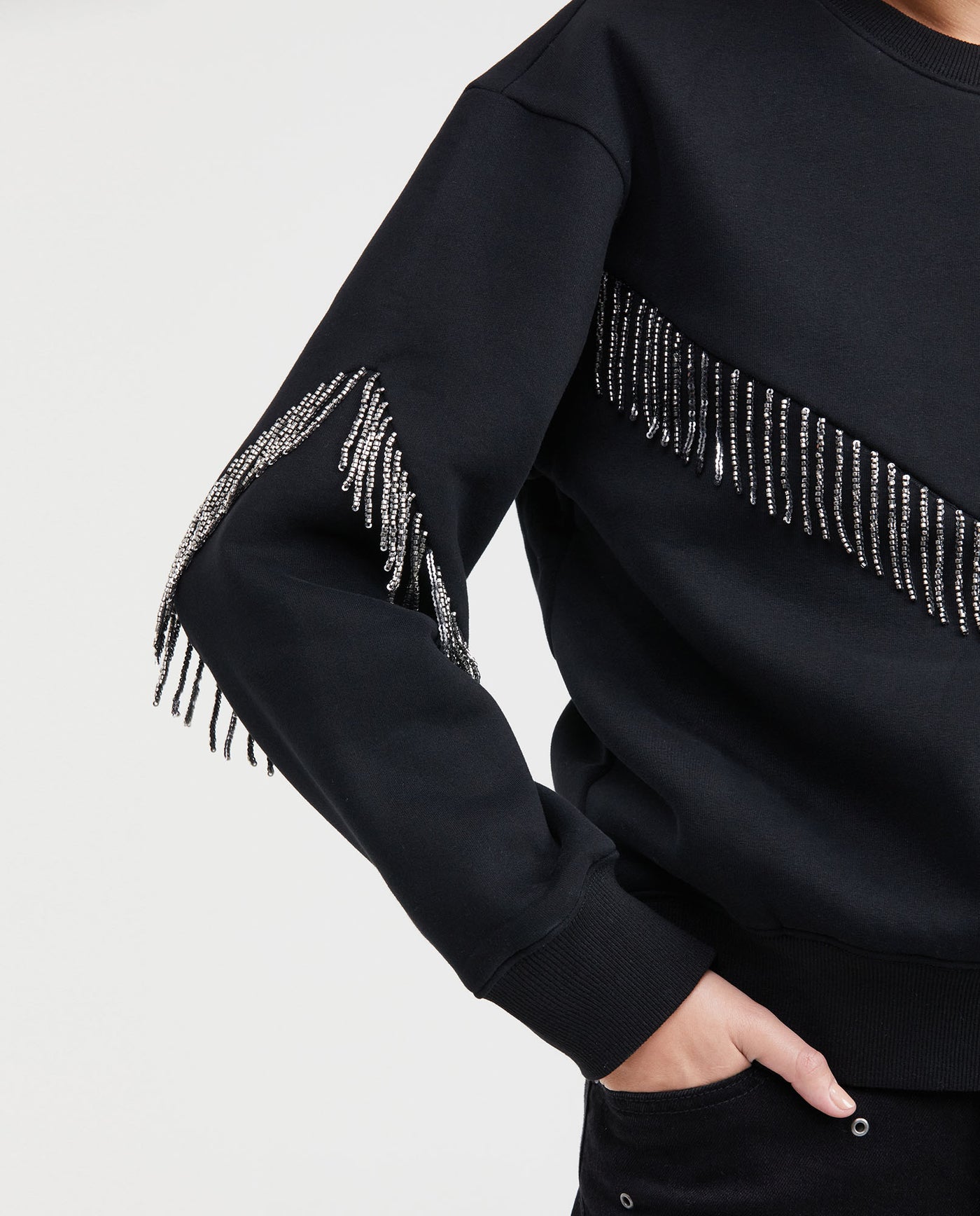 Women´s Cotton-Blend Rhinestone Sweatshirt - Black 63_784G100_NEG194007_4