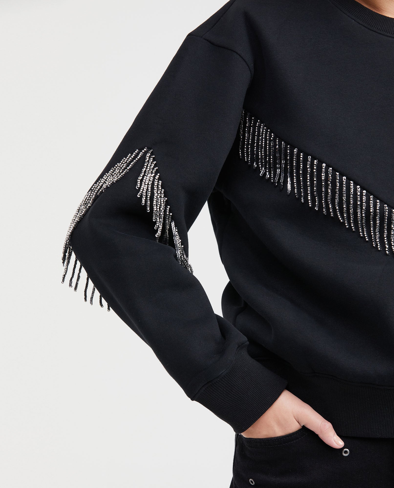 Women´s Cotton-Blend Rhinestone Sweatshirt - Black 63_784G100_NEG194007_4