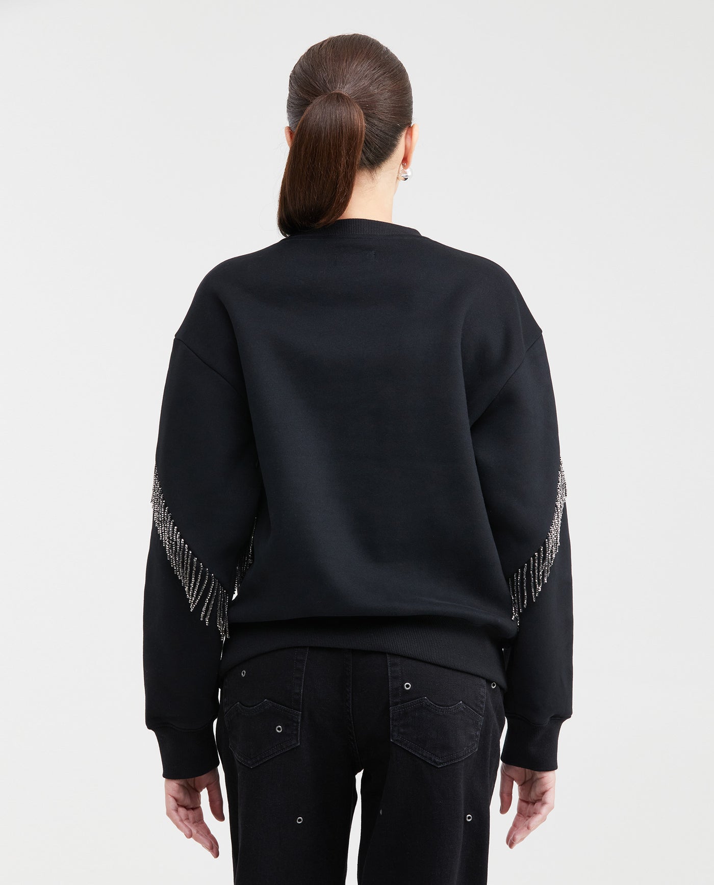 Women´s Cotton-Blend Rhinestone Sweatshirt - Black 63_784G100_NEG194007_6