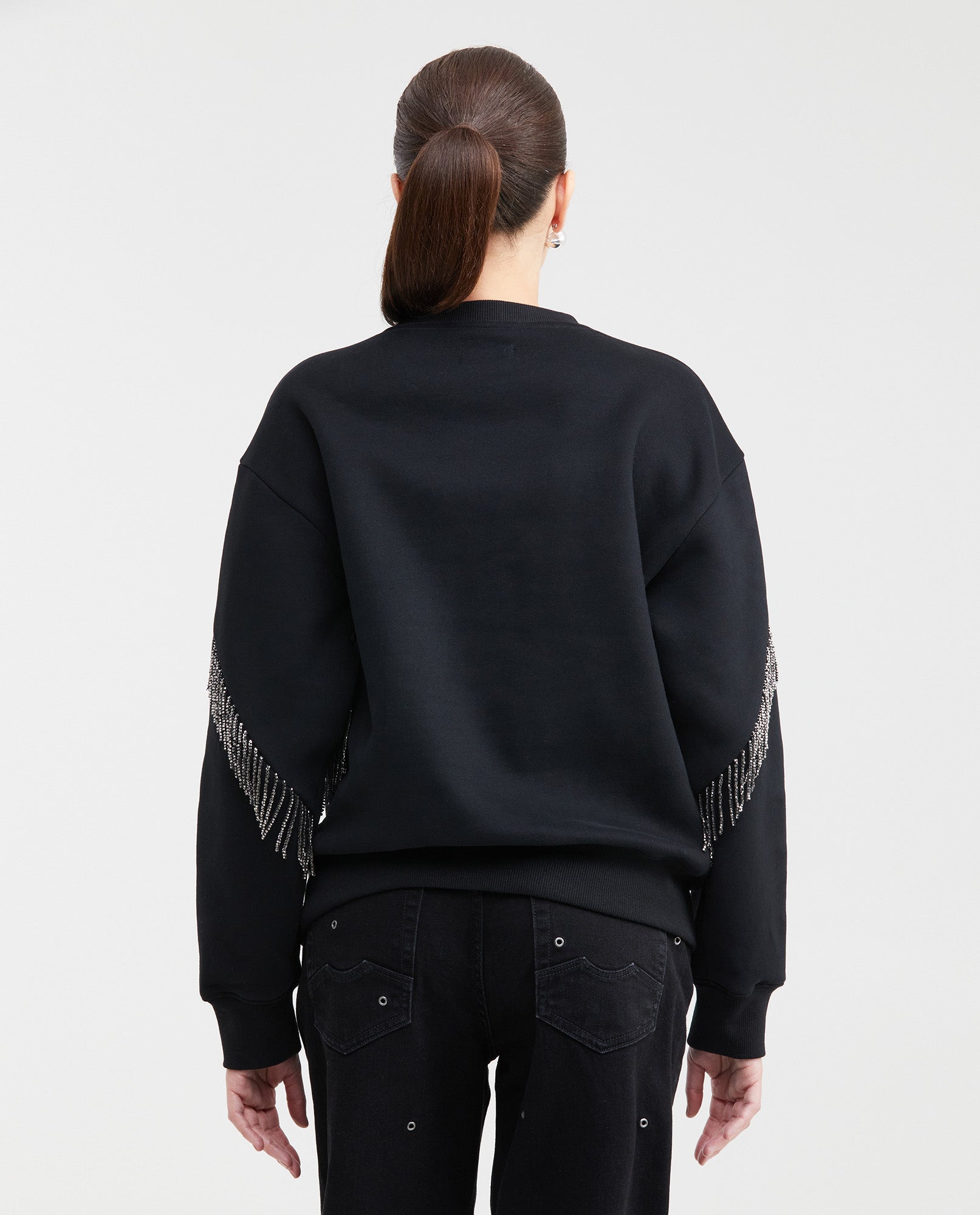 Women´s Cotton-Blend Rhinestone Sweatshirt - Black 63_784G100_NEG194007_6