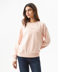 Women's Stone Accent Crew Neck Sweatshirt in Cotton-Polyester Blend, Nocturne - 2