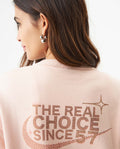 Women's Stone Accent Crew Neck Sweatshirt in Cotton-Polyester Blend, Nocturne - 6