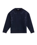 Women's Embroidered Crew Neck Sweatshirt in Cotton Stretch Blend, Evening - 1