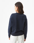 Women's Embroidered Crew Neck Sweatshirt in Cotton Stretch Blend, Evening - 5