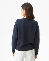 Women's Embroidered Crew Neck Sweatshirt in Cotton Stretch Blend, Evening - 5