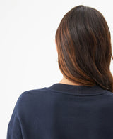 Women's Embroidered Crew Neck Sweatshirt in Cotton Stretch Blend, Evening - 6