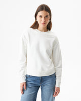 Women's Embroidered Crew Neck Sweatshirt in Cotton Stretch Blend, Evening - 2