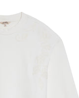 Women's Embroidered Crew Neck Sweatshirt in Cotton Stretch Blend, Evening - 7