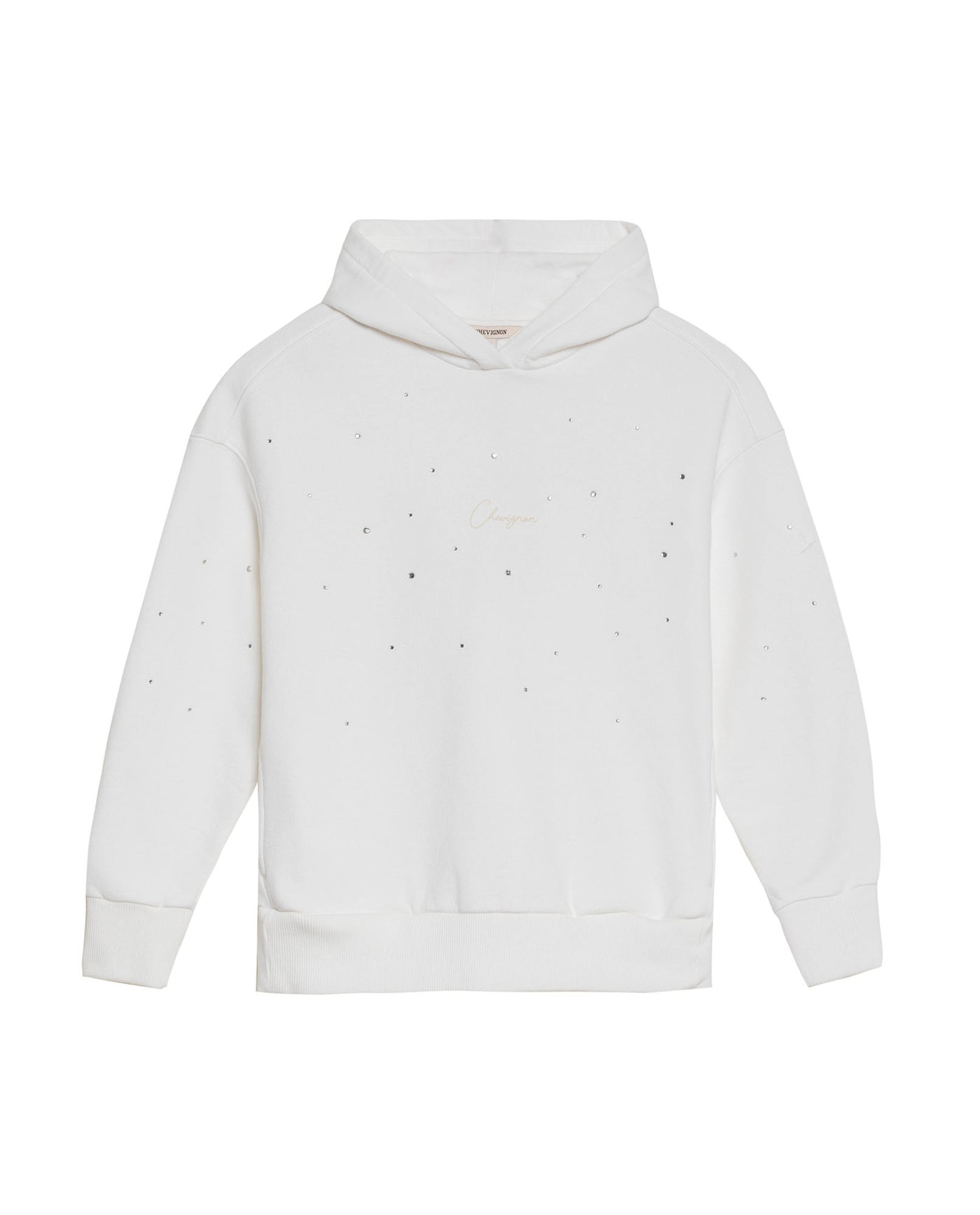 Women's Stone Accent Hooded Sweatshirt in Cotton-Polyester Blend, Ceremony - 1
