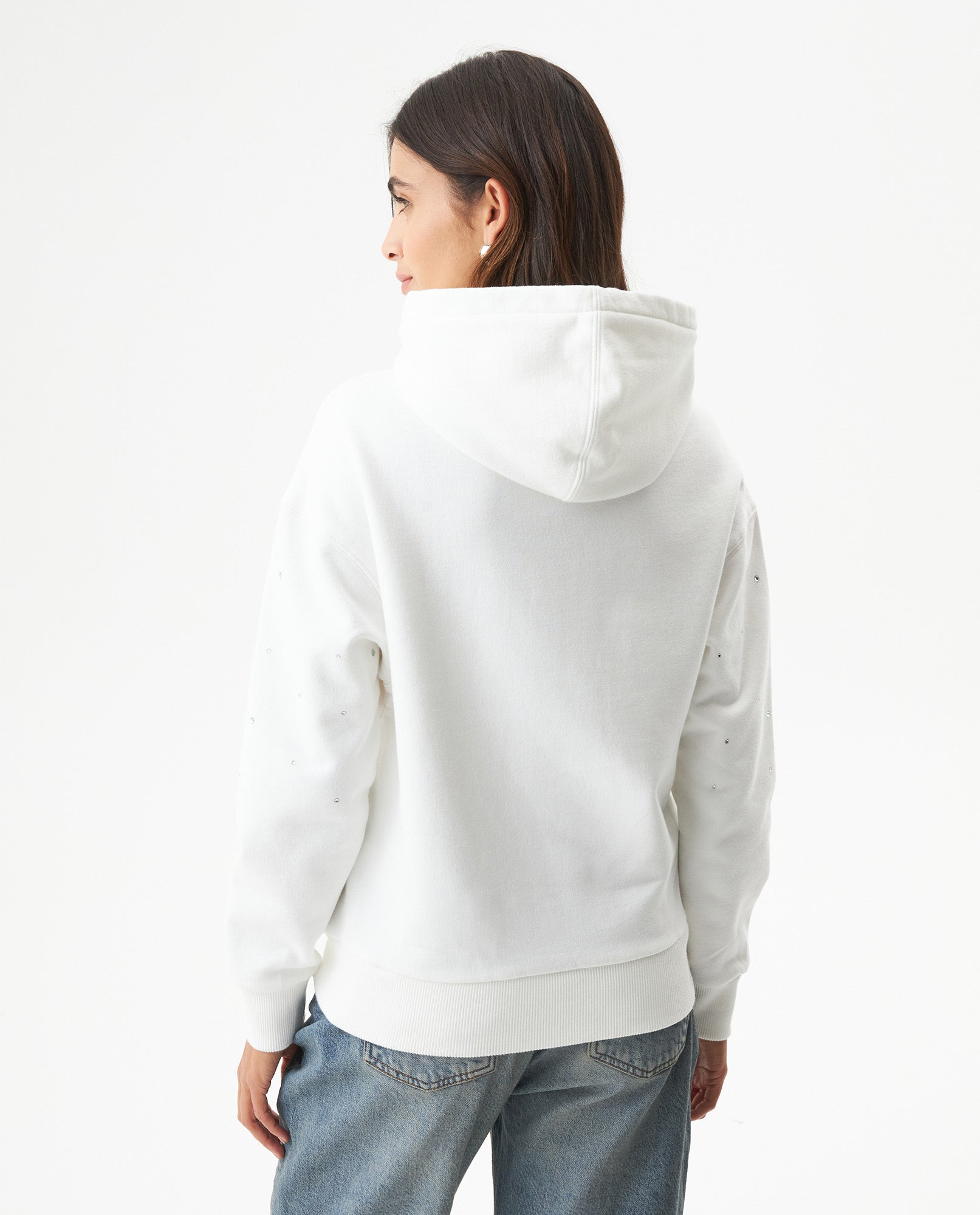 Women's Stone Accent Hooded Sweatshirt in Cotton-Polyester Blend, Ceremony - 5