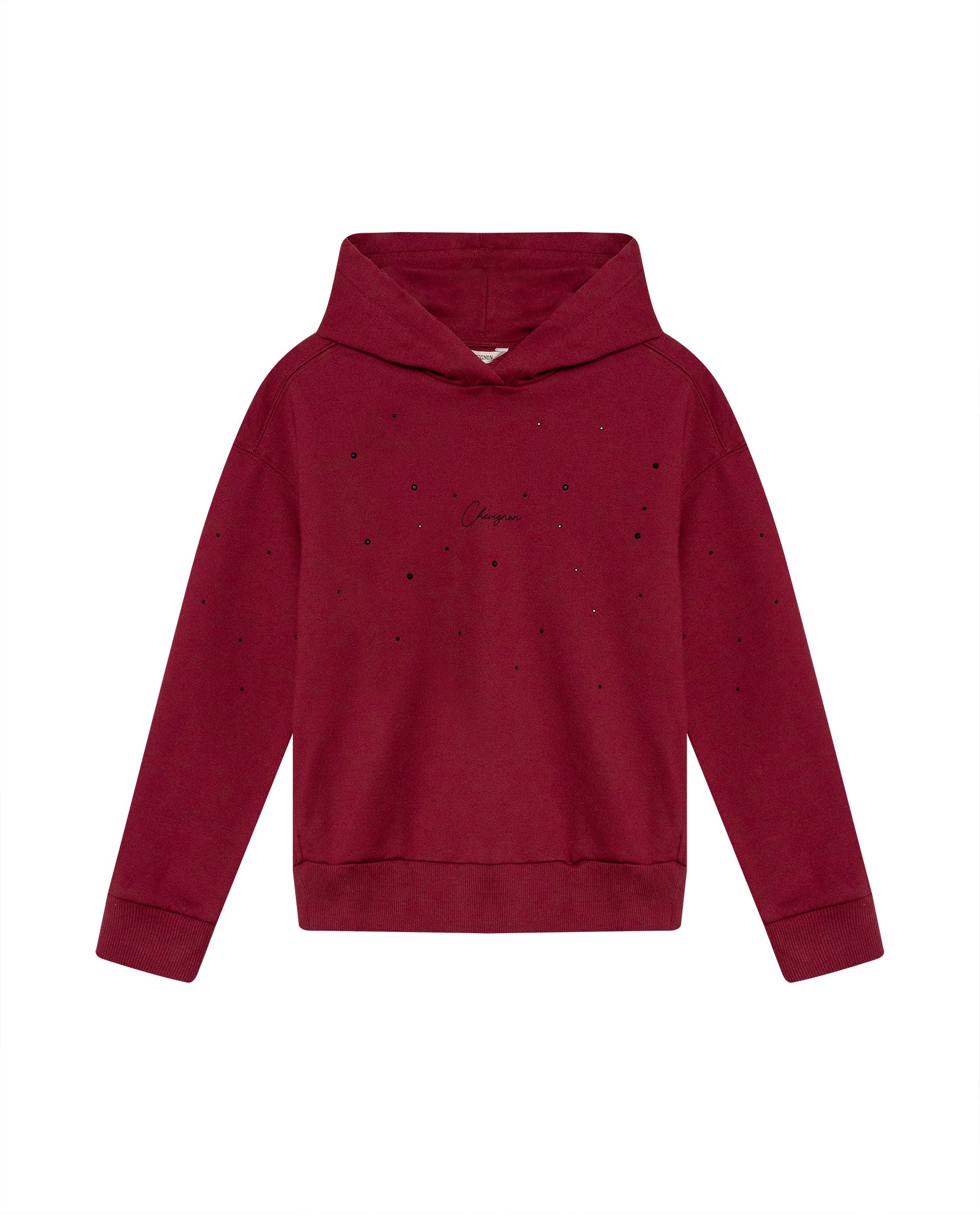 Women's Stone Accent Hooded Sweatshirt in Cotton-Polyester Blend, Ceremony - 1