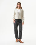 Women's Lurex Knit V-Neck Zip Cardigan in Cotton-Polyester Blend - 2