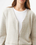 Women's Lurex Knit V-Neck Zip Cardigan in Cotton-Polyester Blend - 4