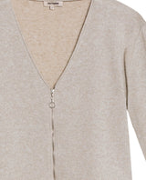 Women's Lurex Knit V-Neck Zip Cardigan in Cotton-Polyester Blend - 7
