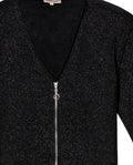 Women's Lurex Knit V-Neck Zip Cardigan in Cotton-Polyester Blend - 7