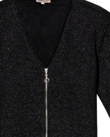 Women's Lurex Knit V-Neck Zip Cardigan in Cotton-Polyester Blend - 7